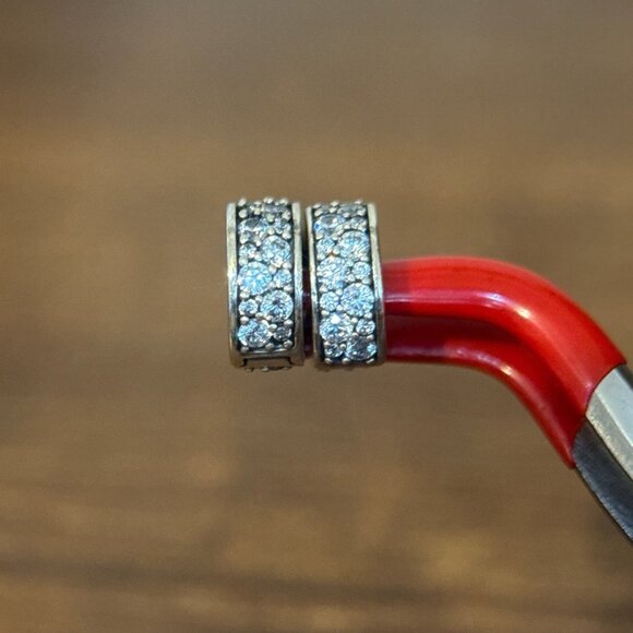 2 Pandora Pave White Cz Shining Elegance Clip Charms - Picture 4 of 5